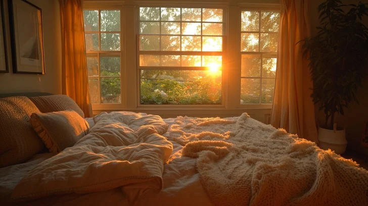 Soft warm morning light with gentle flowing shapes representing a calm start to the day